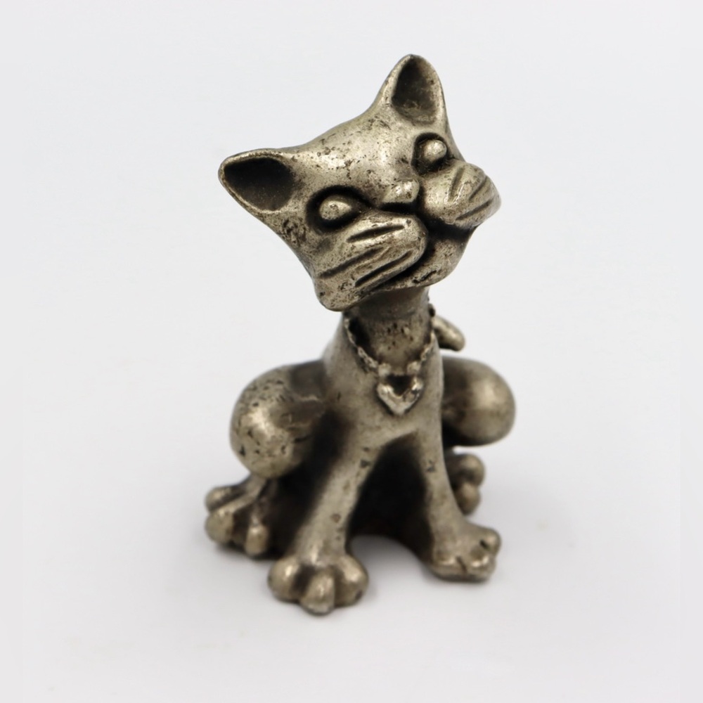 Ampersand Pewter Cat Feline Figurine 2.5 inches Made in USA Collectible Kitty